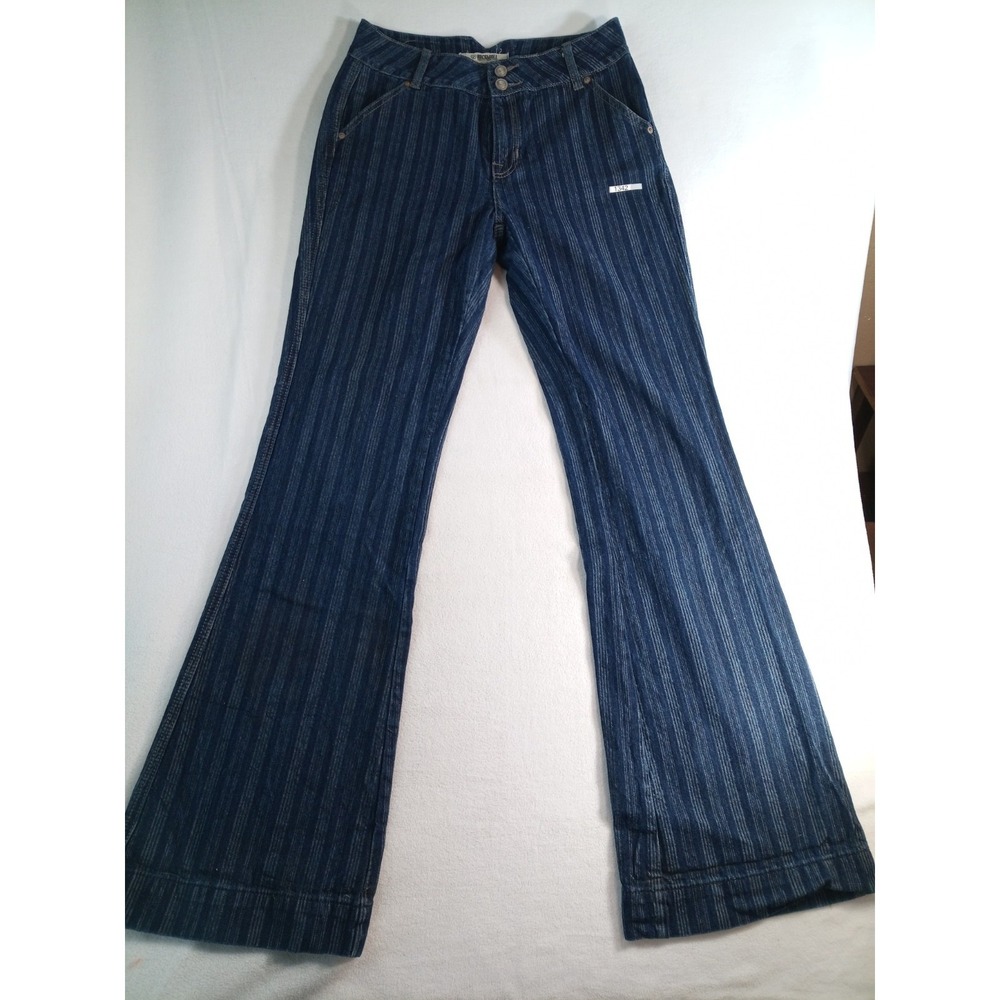 Rock & Roll Denim Jeans Women's Size 28X36 Striped Mid Rise Flare Trouser